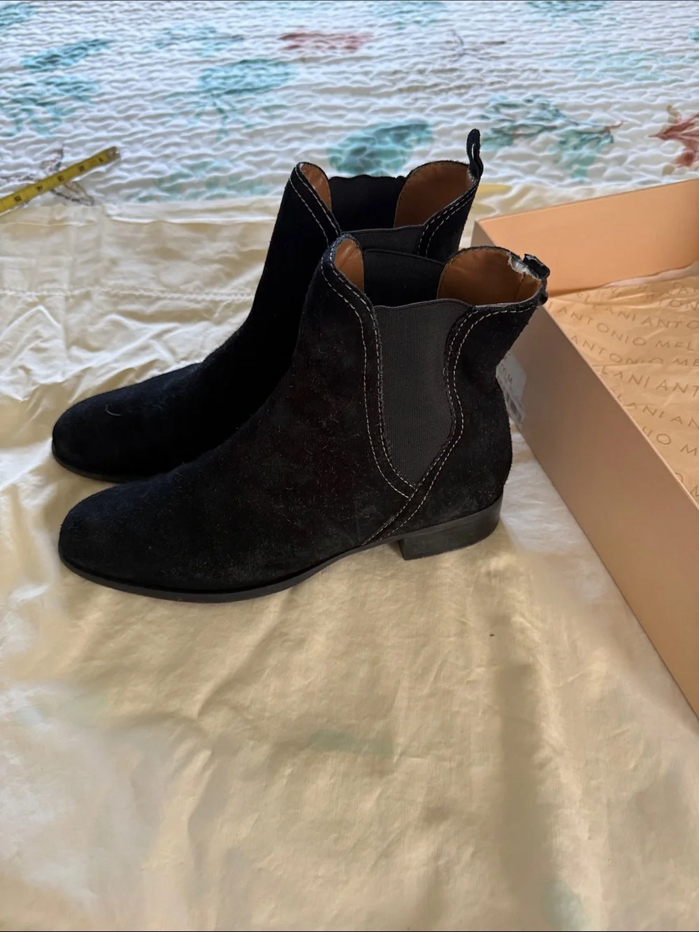 ANTONIO MELANI Black Suede Chelsea Ankle Boots